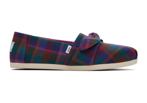 Alpargatas Toms Alpargata Plaid Bow Fucsia Escuro | PT942-376