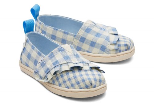 Alpargatas Toms Tiny Alpargata Gingham Ruffle Azuis | PT918-141