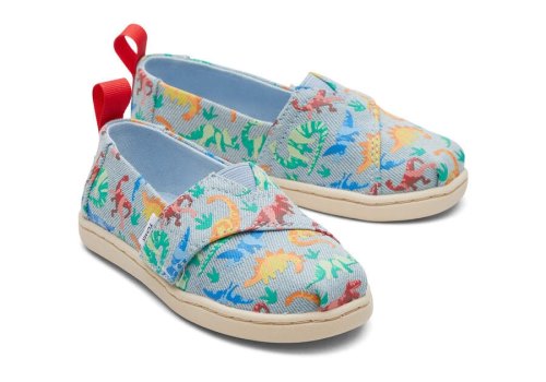 Alpargatas Toms Tiny Alpargata Washed Denim Dinomite Dinos Azuis | PT733-155