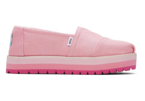 Alpargatas Toms Youth Alp Plataforma Twill Glimmer Rosa | PT120-817