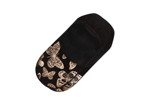 Meias Toms Ultimate No Show Socks Foiled Butterflies Pretas Douradas | PT091-113