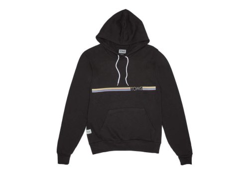 Moletom Com Capuz Toms Listrado Logo Fleece Hoodie Pretas | PT619-511