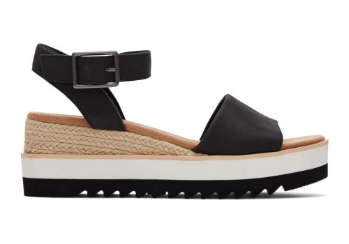Sandalias Toms Diana Couro Wedge Sandal Pretas | PT047-997