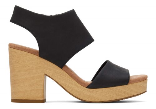 Sandalias Toms Majorca Couro Plataforma Sandal Pretas | PT253-131