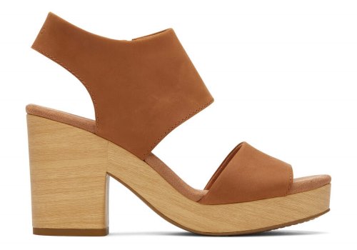 Sandalias Toms Majorca Couro Plataforma Sandal Marrom | PT299-503