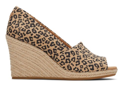 Sapato Salto Alto Toms Michelle Wedge Heel Bege Leopardo | PT313-296