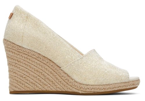 Sapato Salto Alto Toms Michelle Wedge Heel Bege Metal | PT493-865