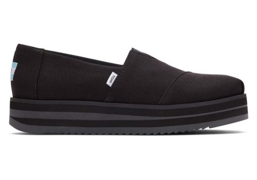 Sapatos Plataforma Toms Alpargata Midform Espadrille Pretas | PT202-742