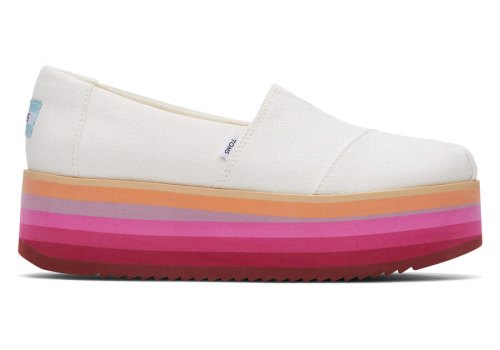 Sapatos Plataforma Toms Alpargata Plataforma Espadrille Branco Rosa | PT132-283