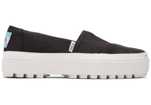 Tenis Toms Lug Plataforma Slip On Pretas | PT672-233